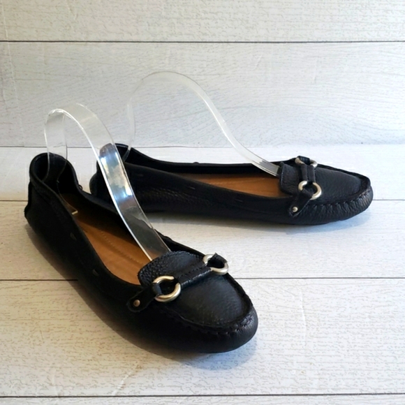 J.Crew 10 black pebble soft leather flats loafers woman shoes
